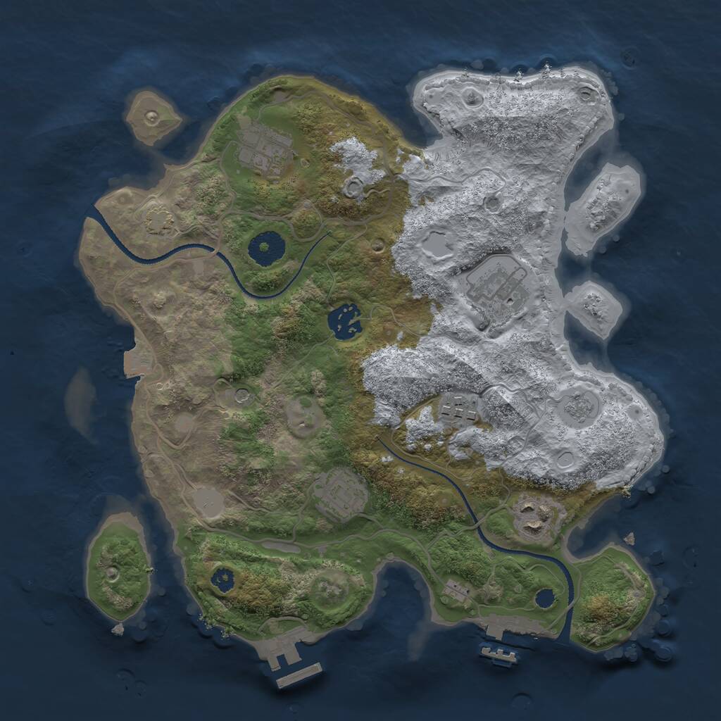 Rust Map: Procedural Map, Size: 3100, Seed: 421345, 12 Monuments