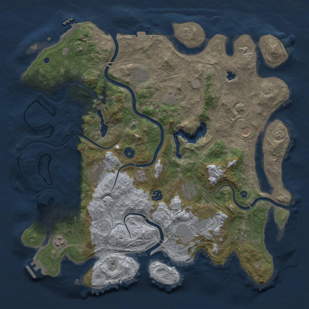 Rust Map: Procedural Map, Size: 4300, Seed: 107124859, 16 Monuments