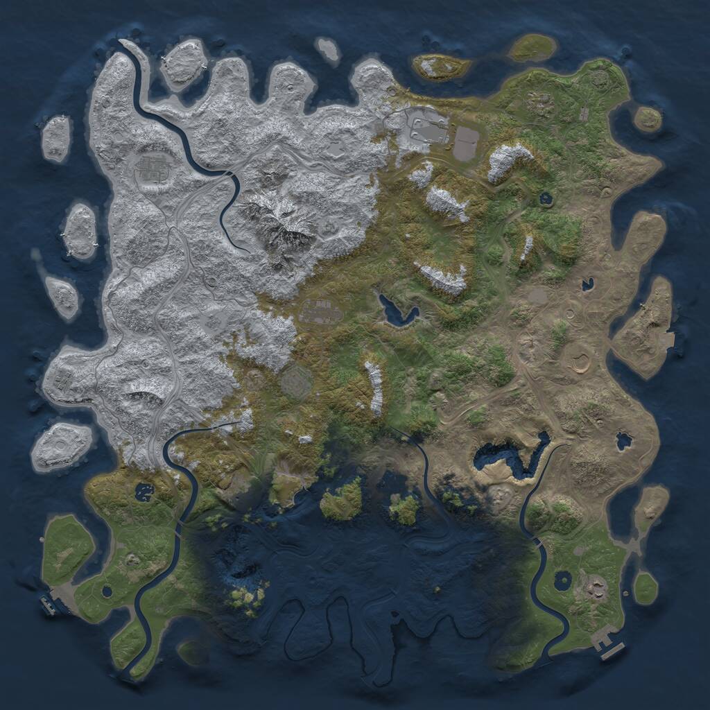 Rust Map: Procedural Map, Size: 5500, Seed: 1448099750, 17 Monuments