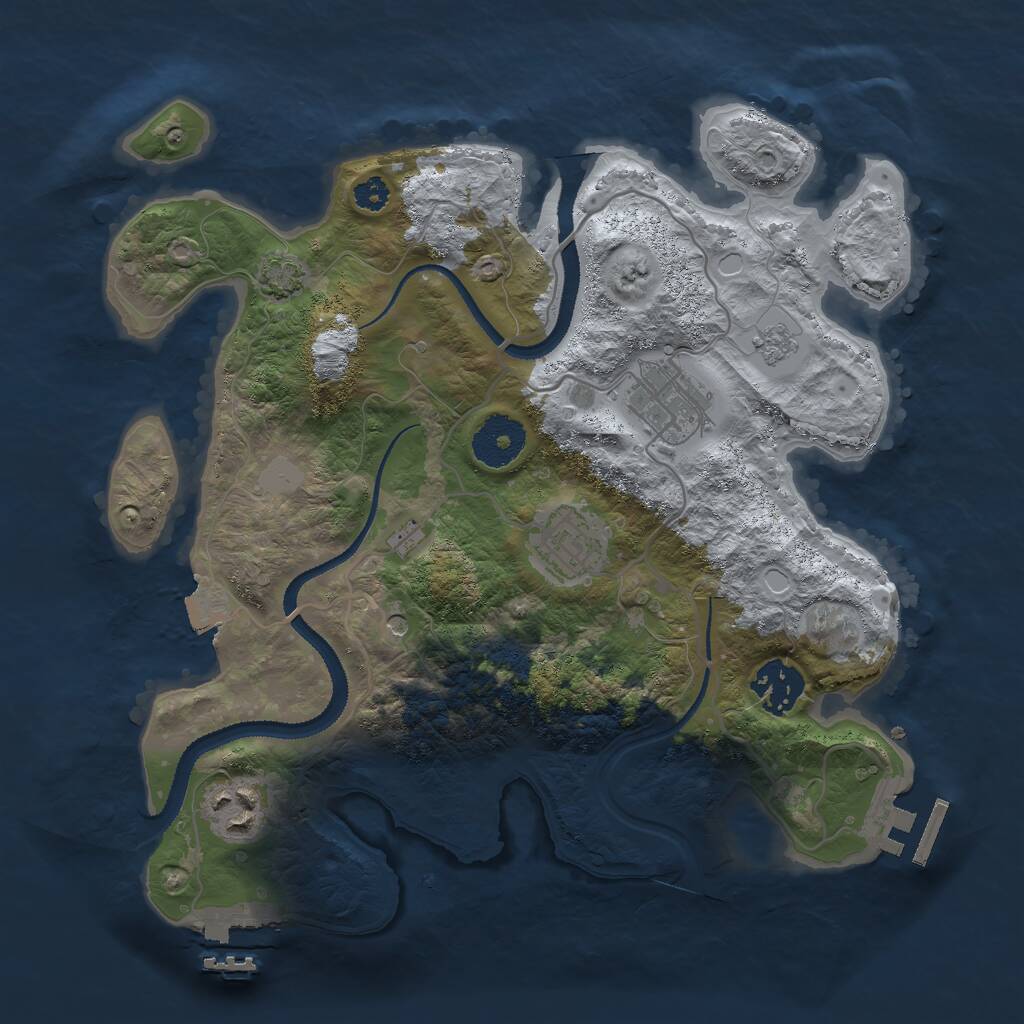 Rust Map: Procedural Map, Size: 3000, Seed: 27583, 10 Monuments