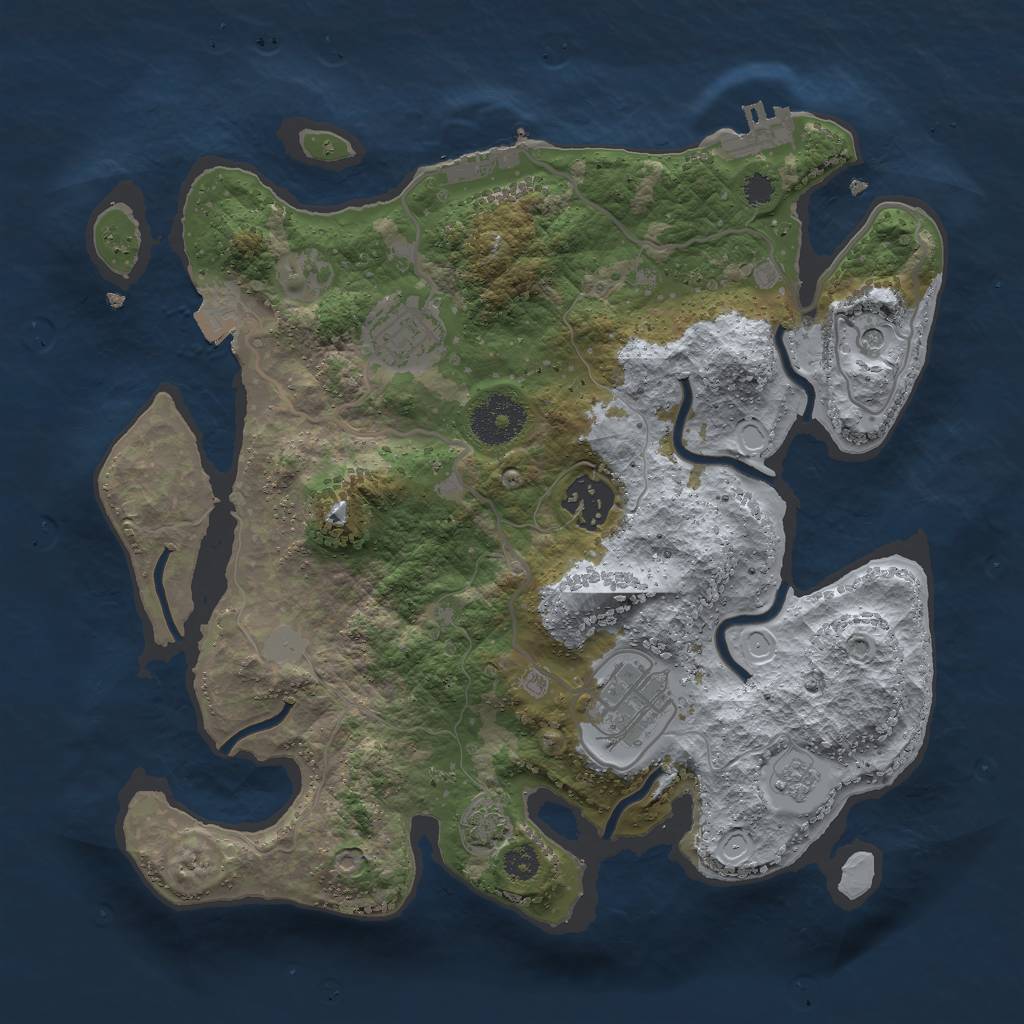 Rust Map: Procedural Map, Size: 3000, Seed: 65849, 11 Monuments