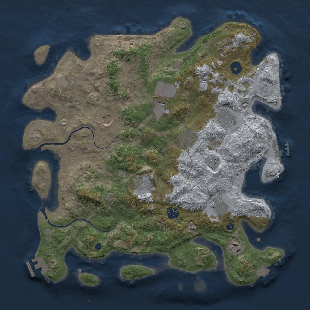 Rust Map: Procedural Map, Size: 3850, Seed: 46259, 16 Monuments