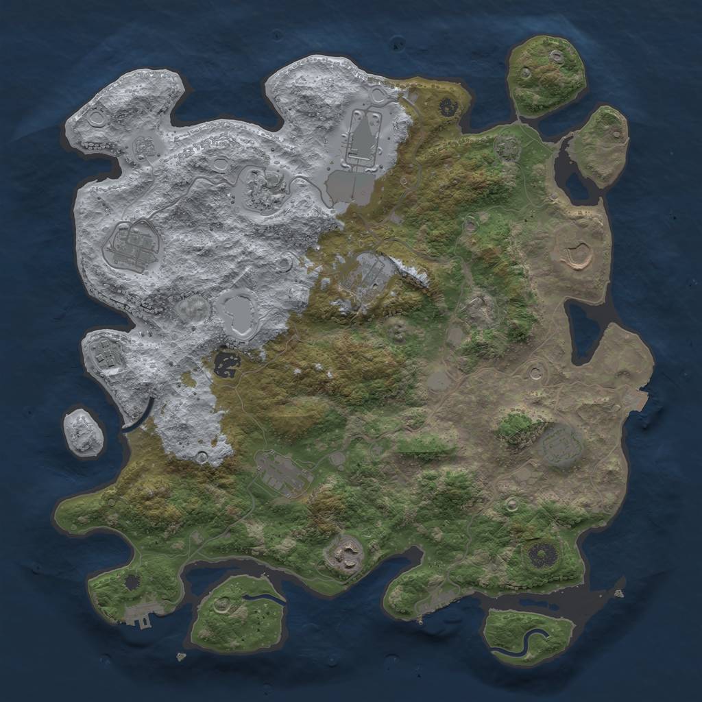 Rust Map: Procedural Map, Size: 3900, Seed: 19427916, 18 Monuments