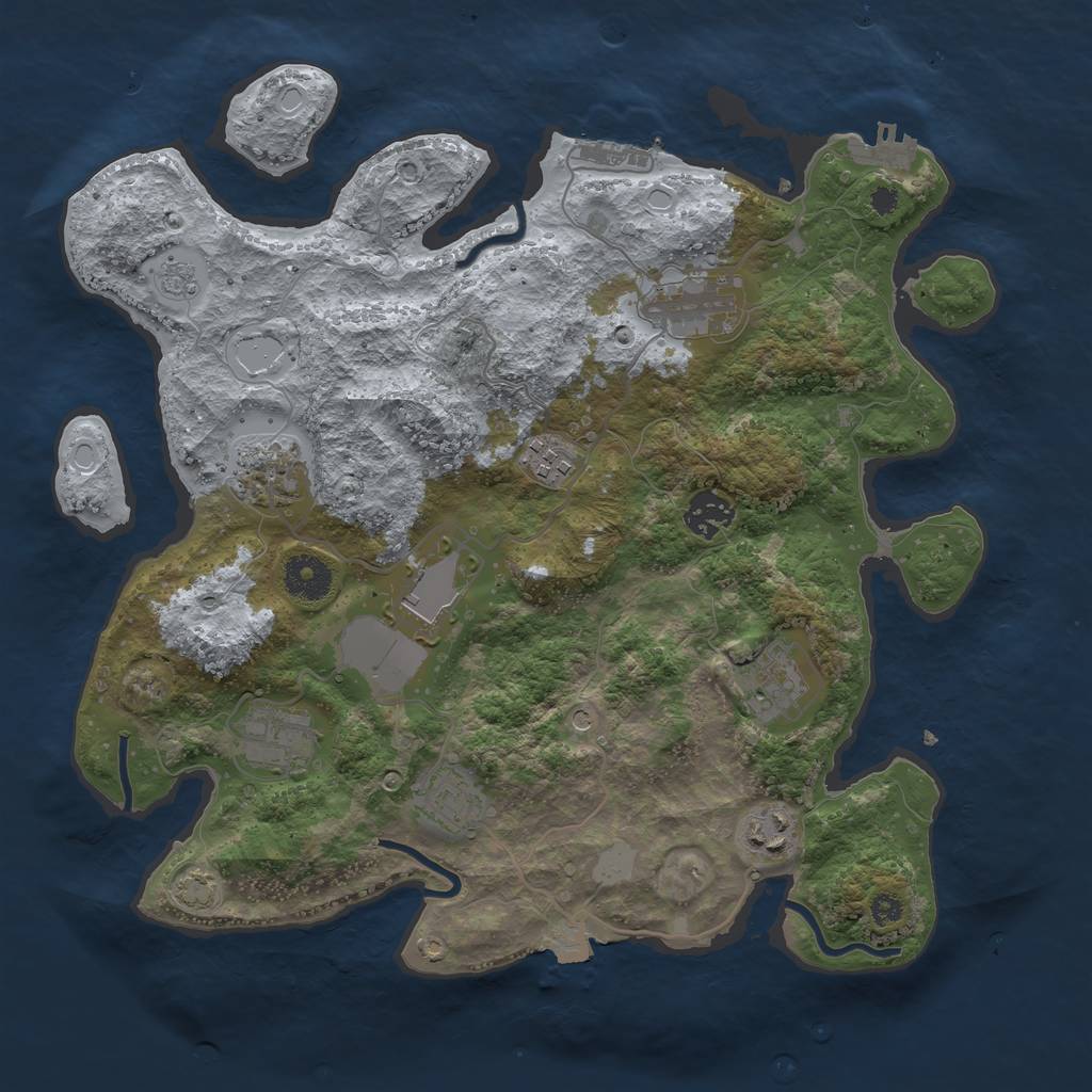 Rust Map: Procedural Map, Size: 3500, Seed: 978504172, 17 Monuments