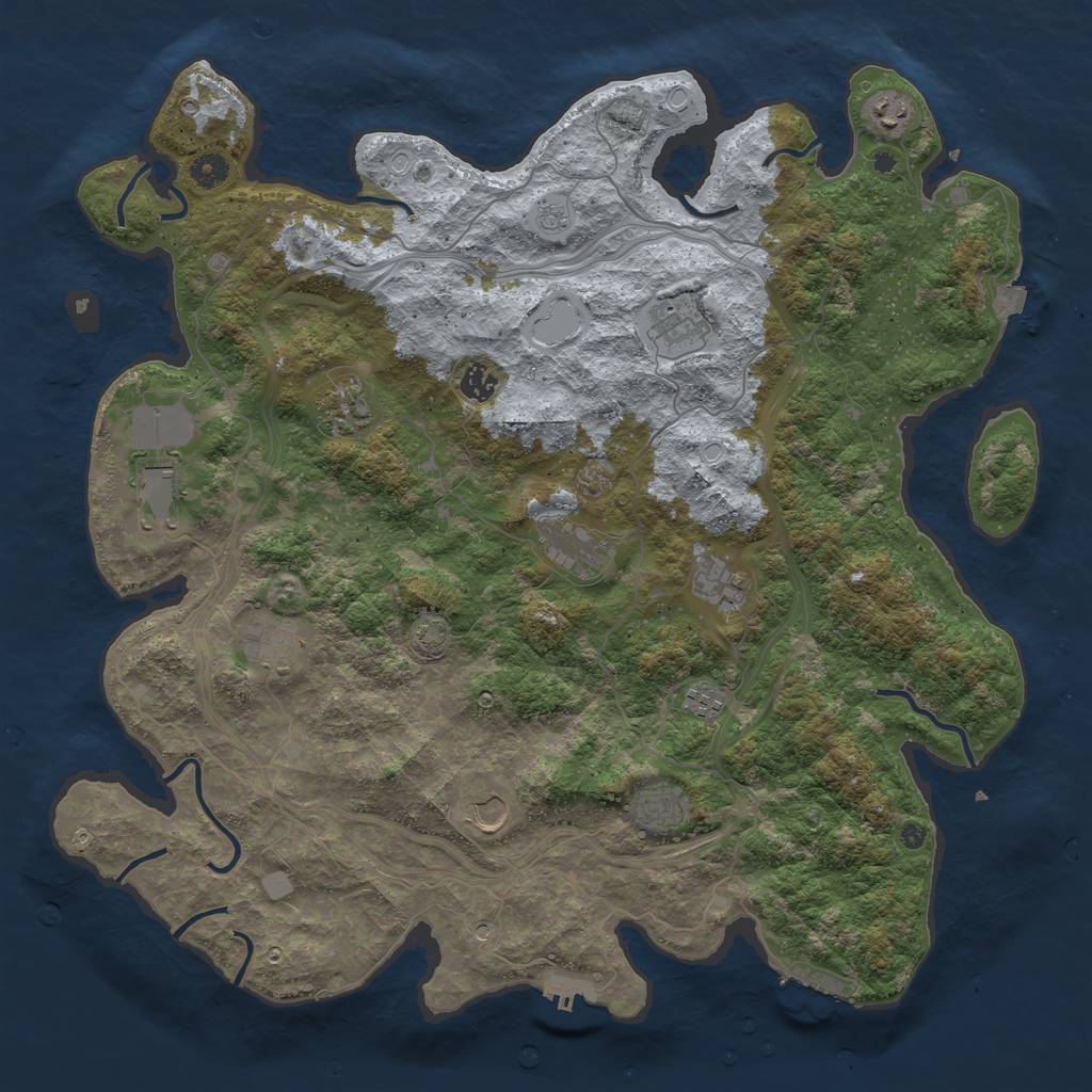 Rust Map: Procedural Map, Size: 4500, Seed: 1467647810, 19 Monuments