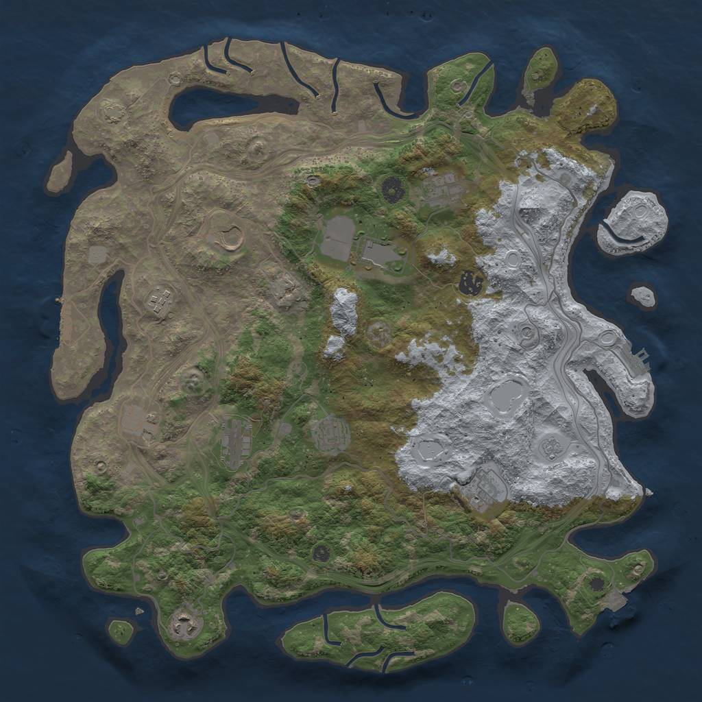 Rust Map: Procedural Map, Size: 4300, Seed: 596824321, 18 Monuments