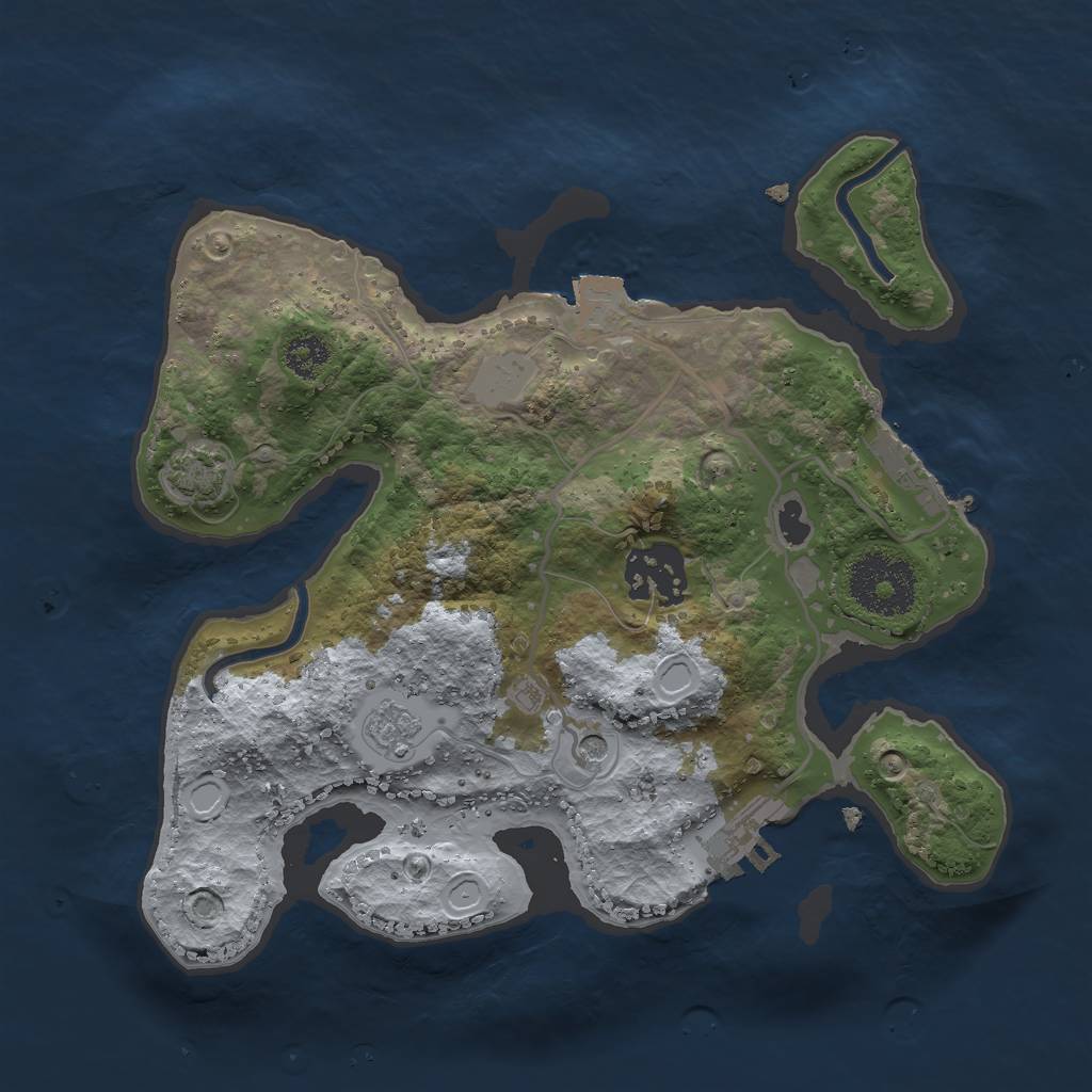 Rust Map: Procedural Map, Size: 2500, Seed: 1311905017, 9 Monuments