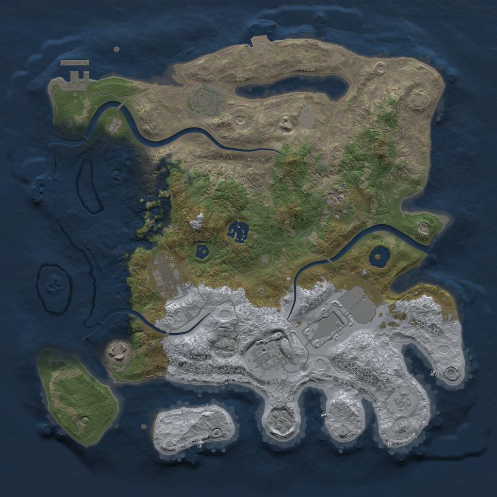 Rust Map: Procedural Map, Size: 3500, Seed: 1310903628, 14 Monuments