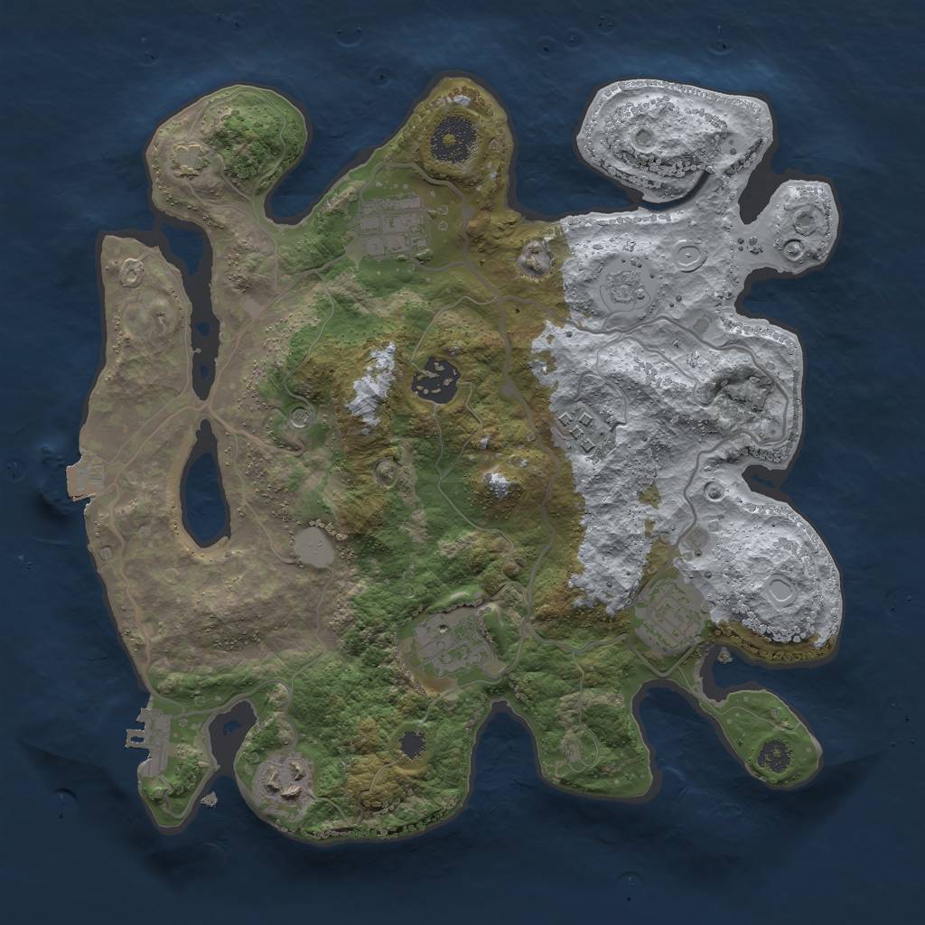 Rust Map: Procedural Map, Size: 3000, Seed: 333217375, 13 Monuments