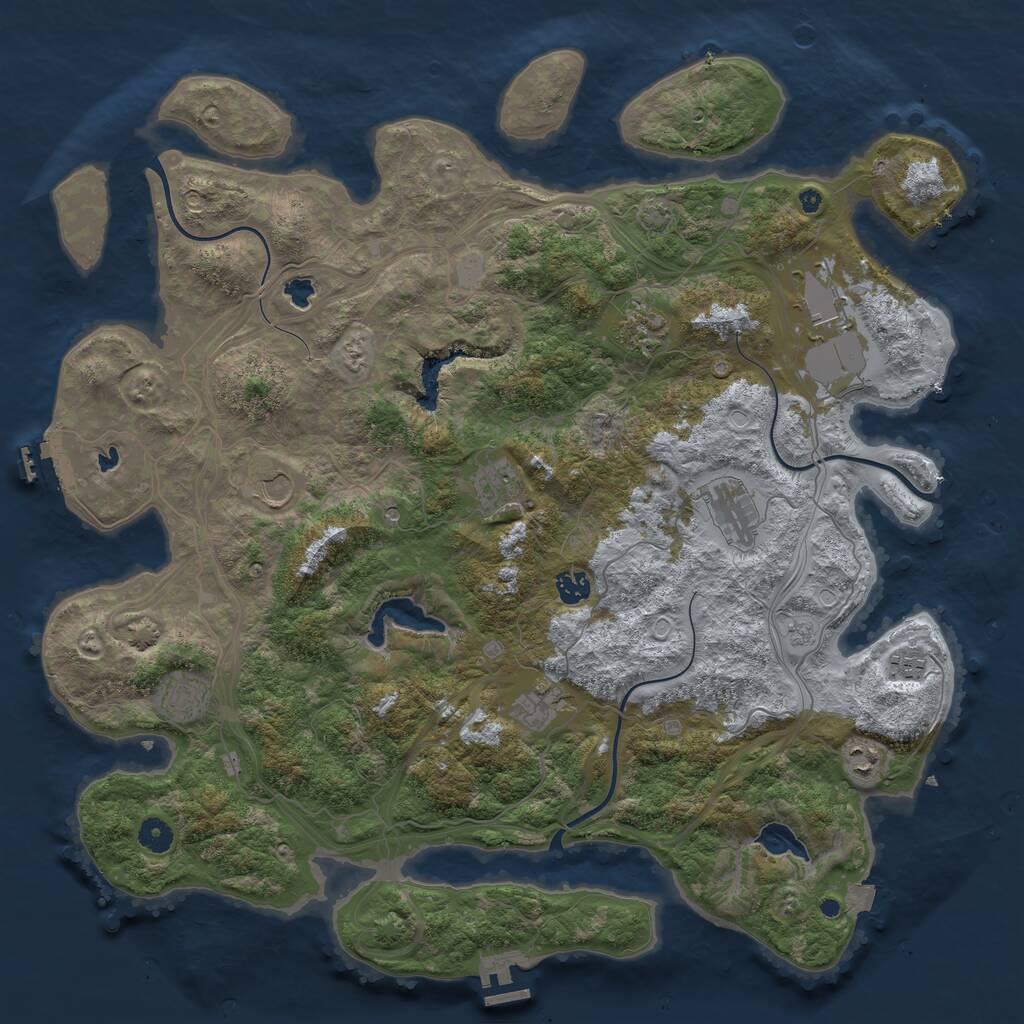 Rust Map: Procedural Map, Size: 4500, Seed: 1672769435, 16 Monuments