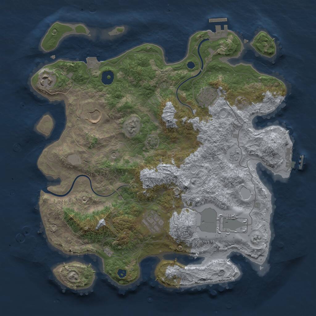 Rust Map: Procedural Map, Size: 3500, Seed: 1912889664, 11 Monuments