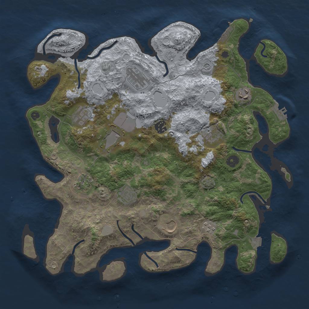 Rust Map: Procedural Map, Size: 3800, Seed: 875001472, 18 Monuments
