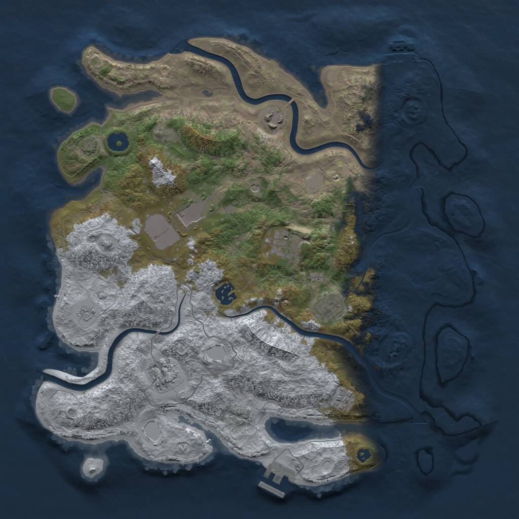 Rust Map: Procedural Map, Size: 3800, Seed: 73448636, 13 Monuments