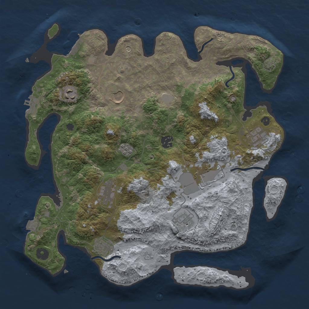 Rust Map: Procedural Map, Size: 3700, Seed: 1449704261, 17 Monuments