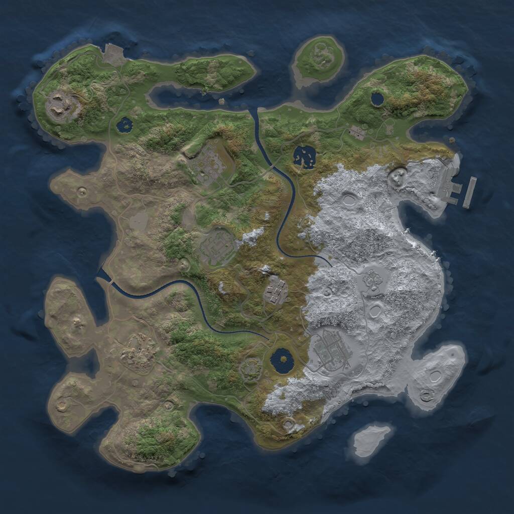 Rust Map: Procedural Map, Size: 3250, Seed: 987, 11 Monuments
