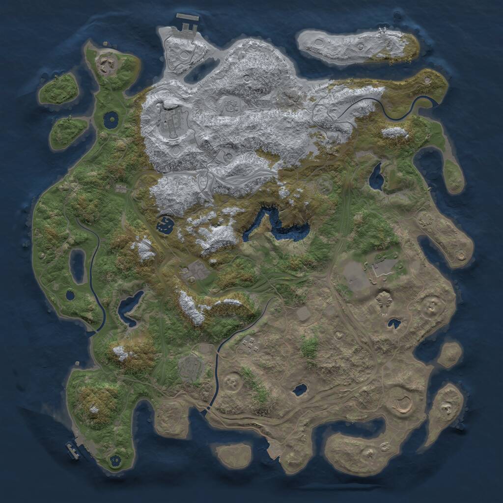 Rust Map: Procedural Map, Size: 4500, Seed: 55786120, 15 Monuments