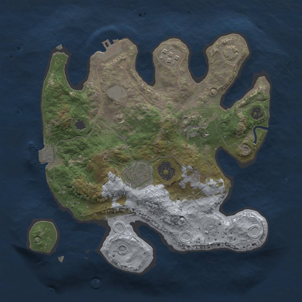 Rust Map: Procedural Map, Size: 2500, Seed: 64956721, 10 Monuments