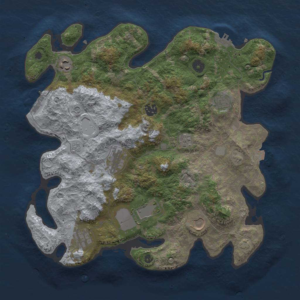 Rust Map: Procedural Map, Size: 3600, Seed: 1798845689, 16 Monuments