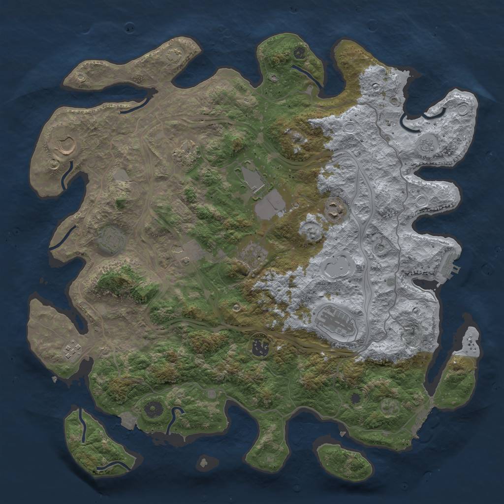 Rust Map: Procedural Map, Size: 4250, Seed: 44534290, 18 Monuments