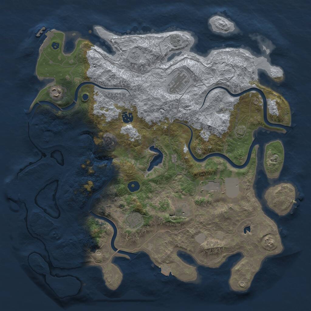 Rust Map: Procedural Map, Size: 4096, Seed: 10000, 13 Monuments