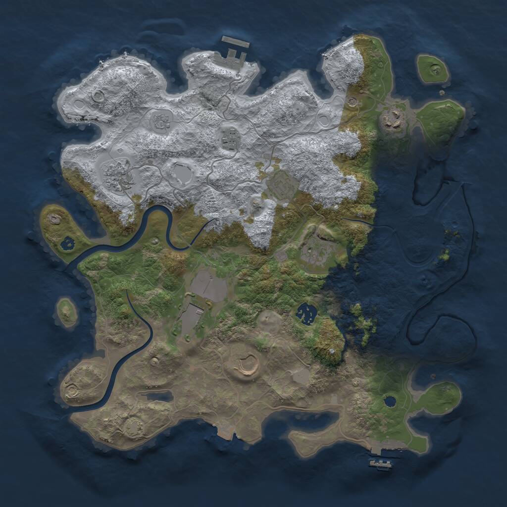 Rust Map: Procedural Map, Size: 3650, Seed: 92232430, 14 Monuments