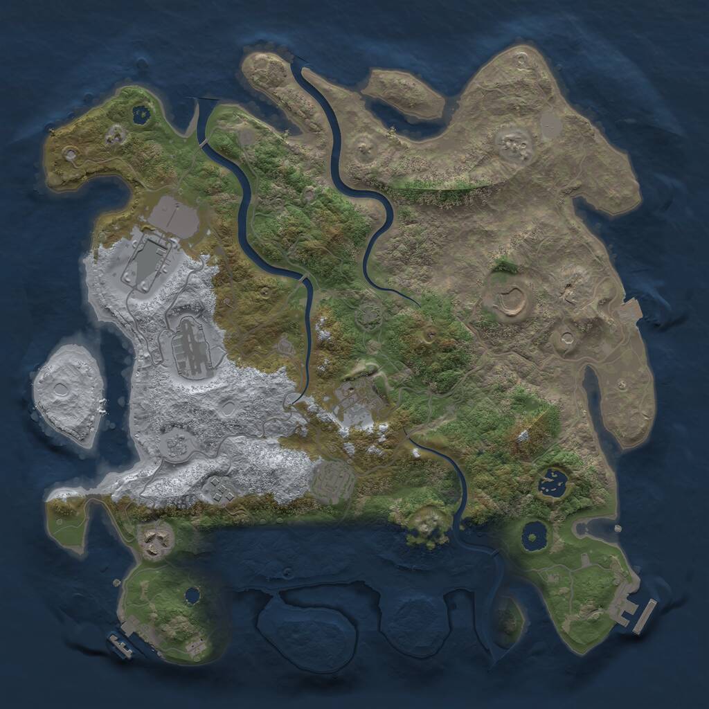 Rust Map: Procedural Map, Size: 3800, Seed: 58629165, 14 Monuments