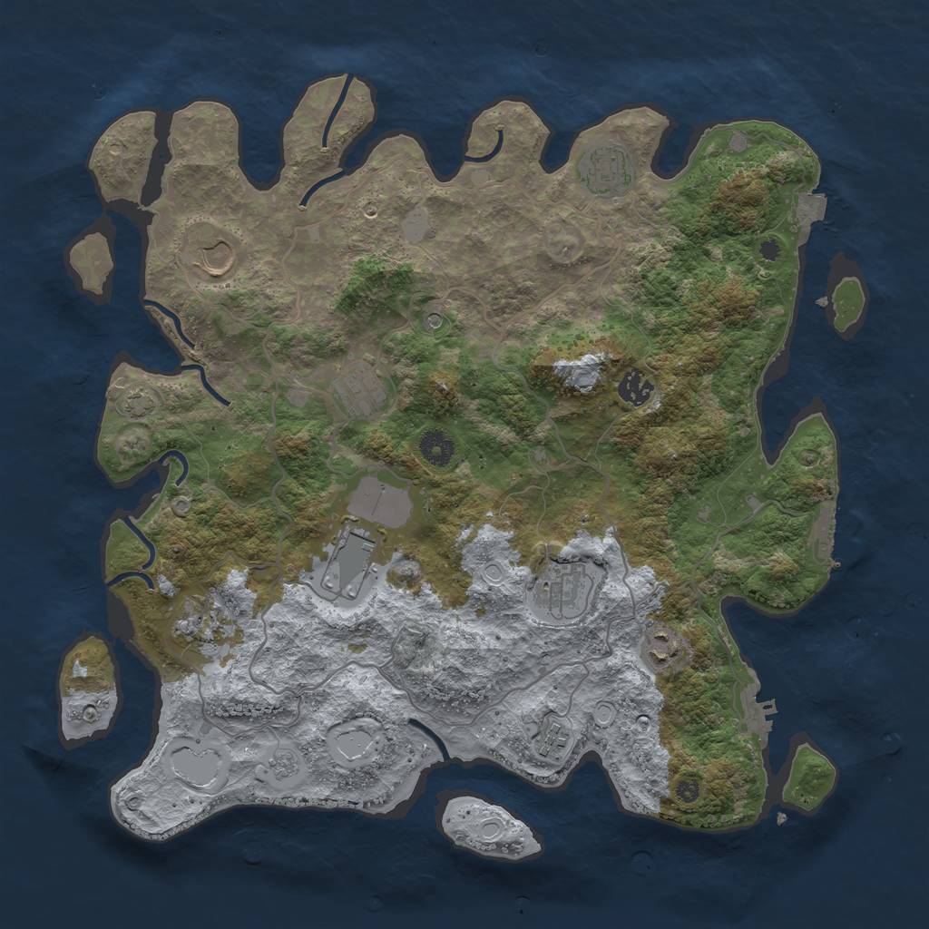 Rust Map: Procedural Map, Size: 4000, Seed: 1255073344, 17 Monuments