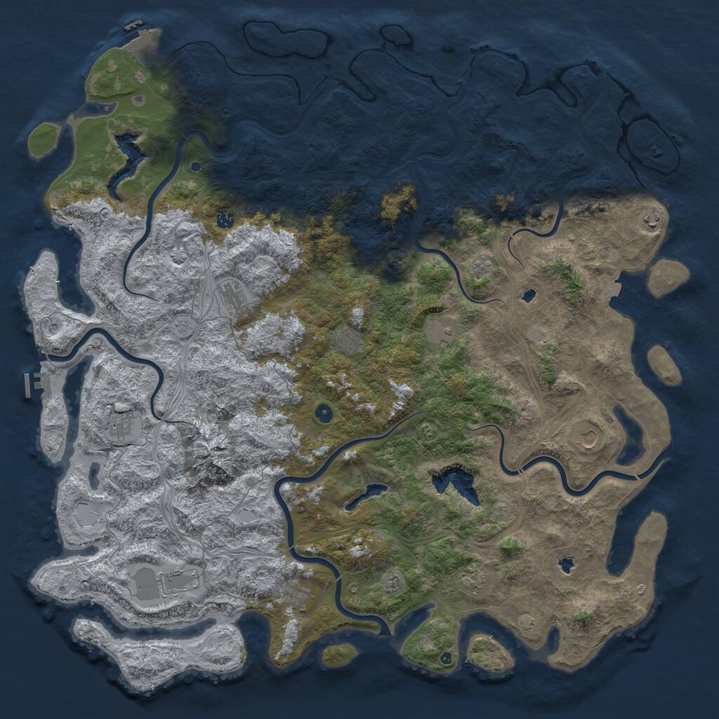 Rust Map: Procedural Map, Size: 6000, Seed: 3816342, 17 Monuments