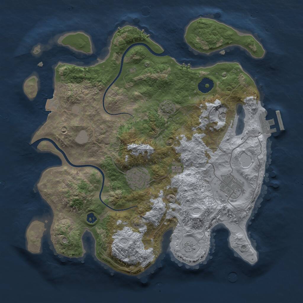 Rust Map: Procedural Map, Size: 3000, Seed: 54980662, 7 Monuments