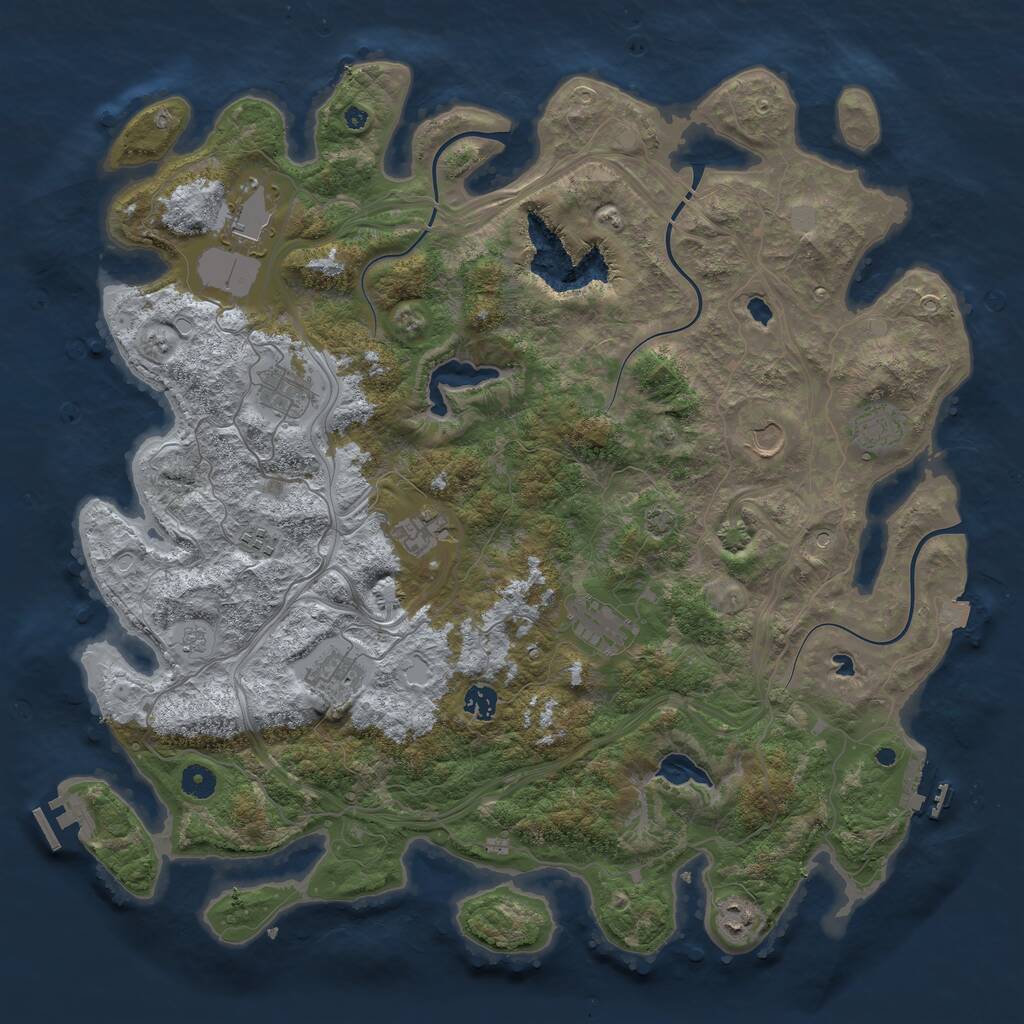 Rust Map: Procedural Map, Size: 4500, Seed: 370990175, 16 Monuments