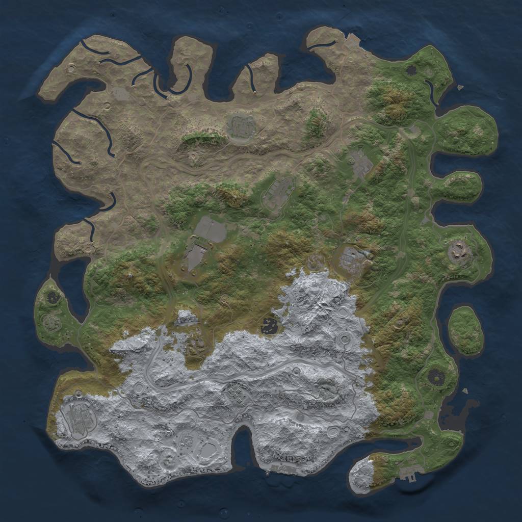 Rust Map: Procedural Map, Size: 4500, Seed: 816907023, 18 Monuments