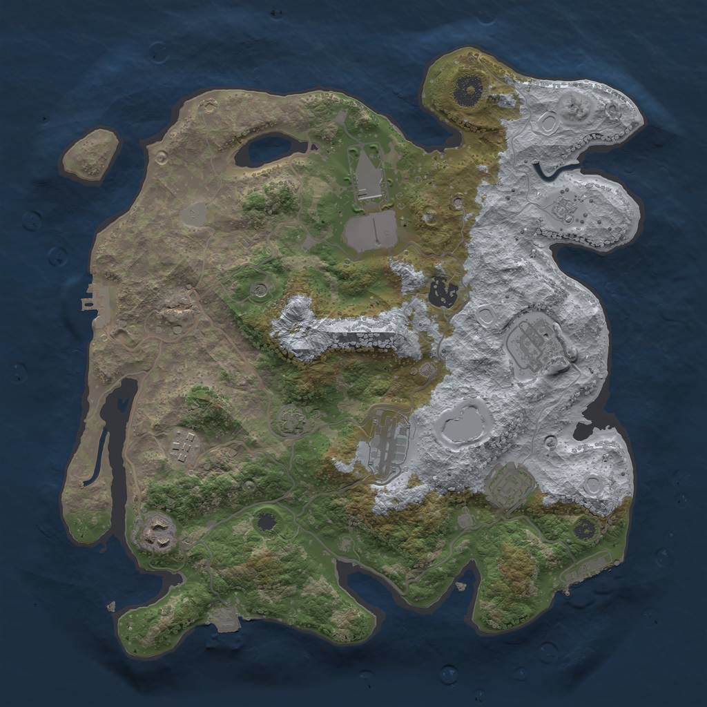 Rust Map: Procedural Map, Size: 3500, Seed: 1713078345, 15 Monuments