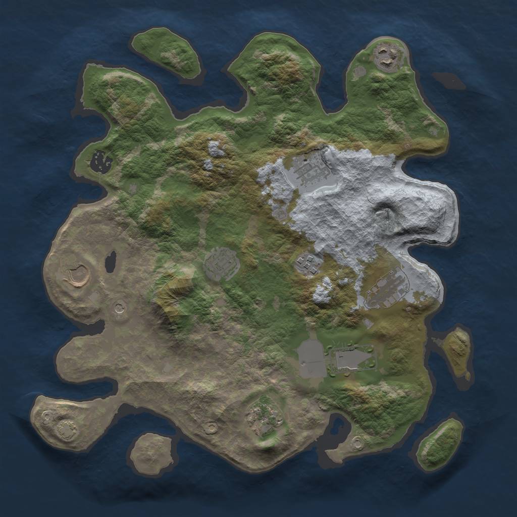 Rust Map: Barren, Size: 3500, Seed: 3453452, 13 Monuments