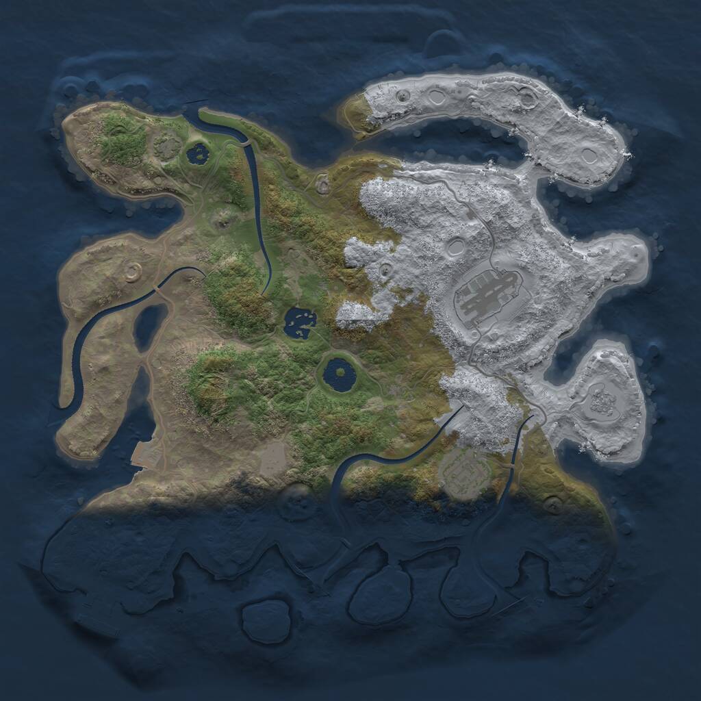 Rust Map: Procedural Map, Size: 3250, Seed: 841600307, 7 Monuments