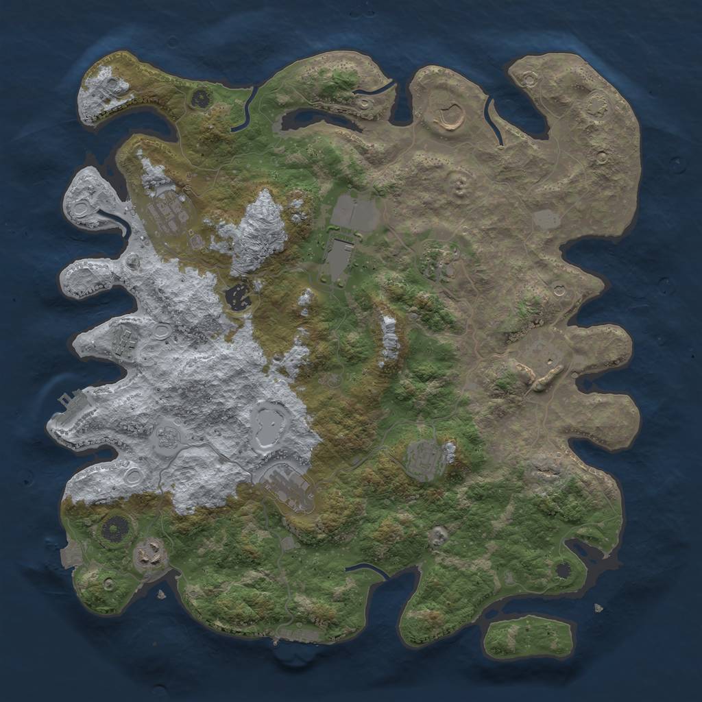 Rust Map: Procedural Map, Size: 3993, Seed: 123456, 18 Monuments
