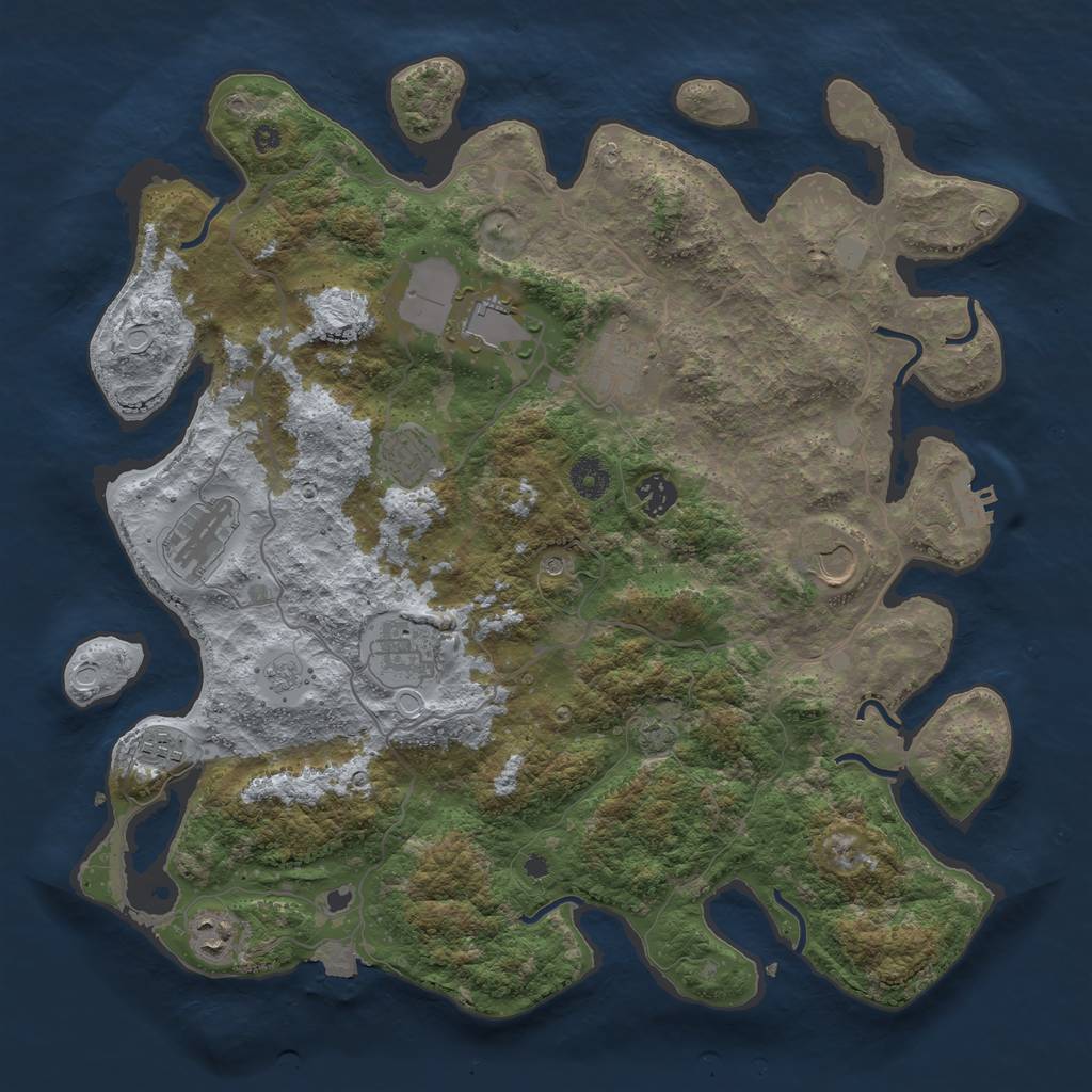 Rust Map: Procedural Map, Size: 4000, Seed: 1933811314, 16 Monuments