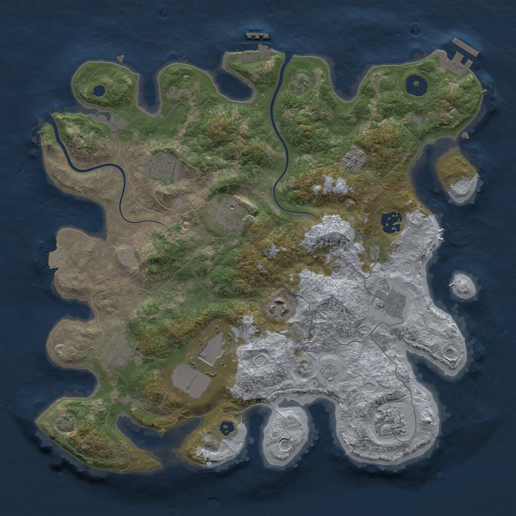 Rust Map: Procedural Map, Size: 3600, Seed: 648258, 15 Monuments