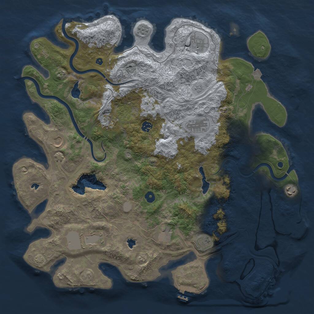 Rust Map: Procedural Map, Size: 4500, Seed: 8032023, 16 Monuments