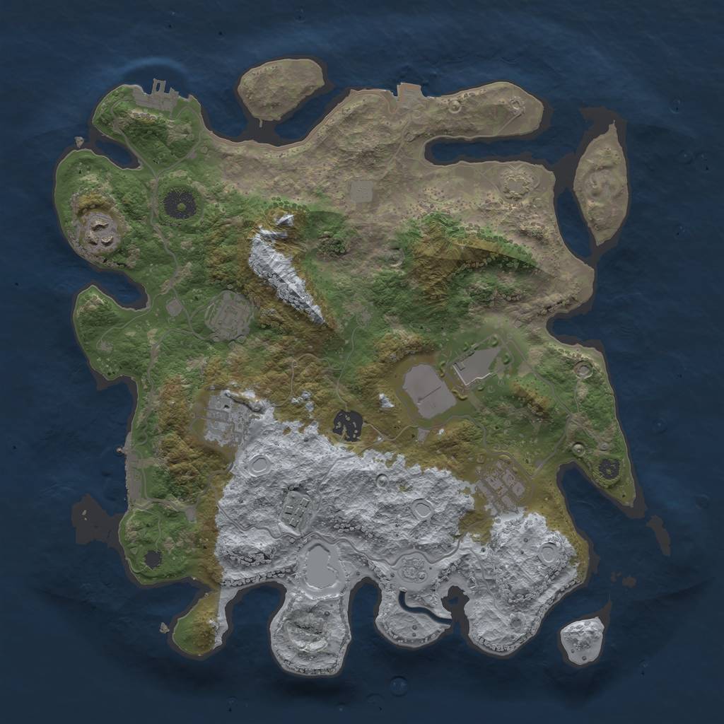 Rust Map: Procedural Map, Size: 3500, Seed: 1735171508, 14 Monuments