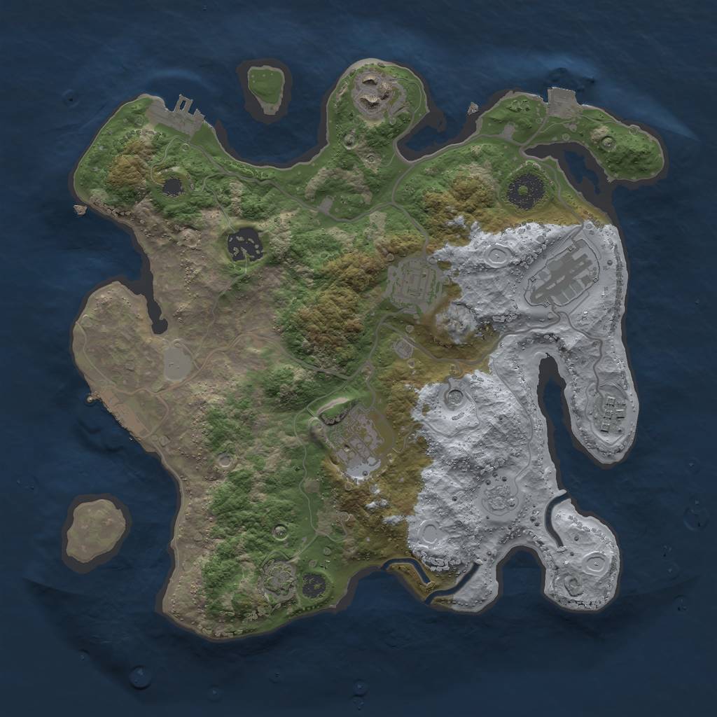 Rust Map: Procedural Map, Size: 3000, Seed: 1107103769, 14 Monuments