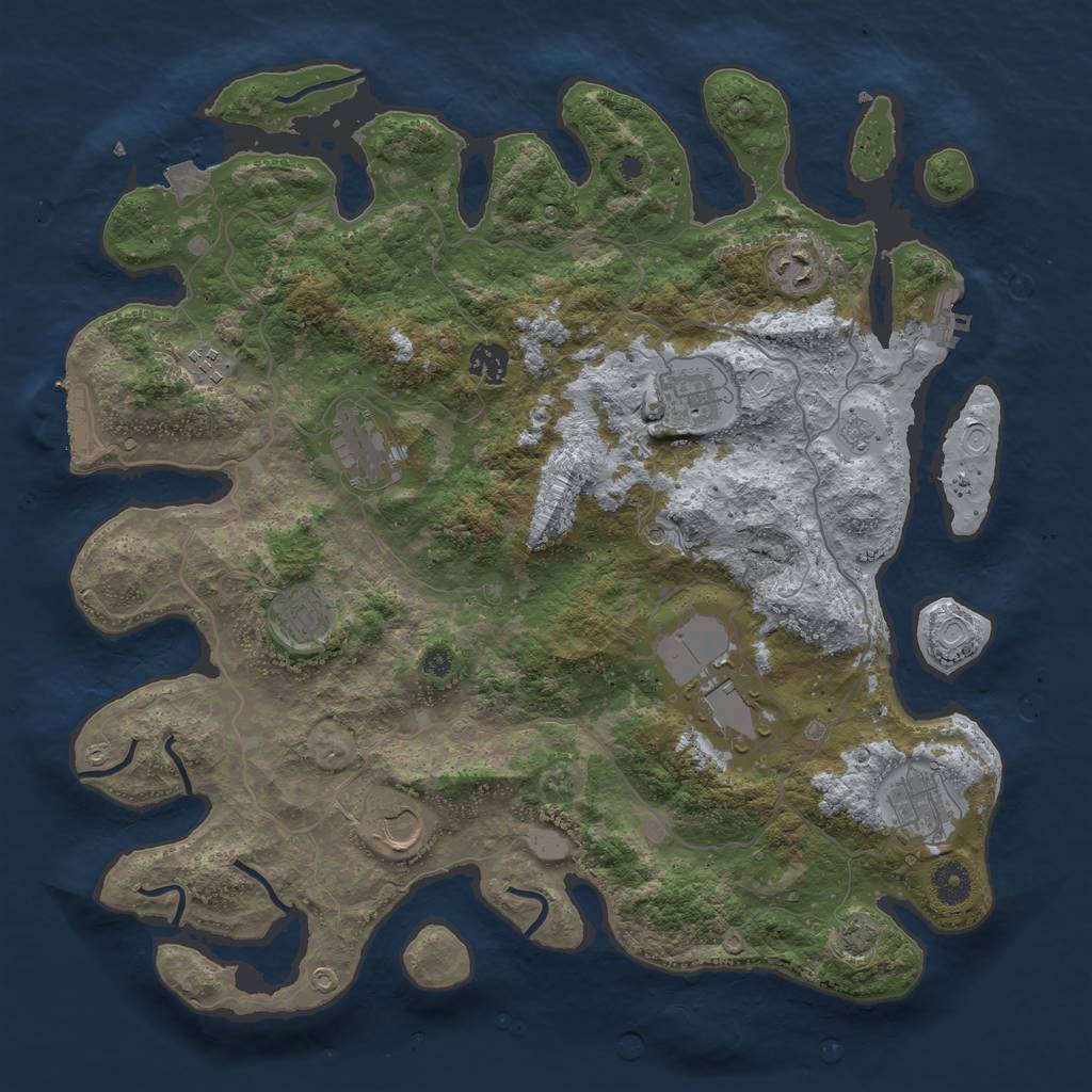 Rust Map: Procedural Map, Size: 4000, Seed: 1030578175, 17 Monuments