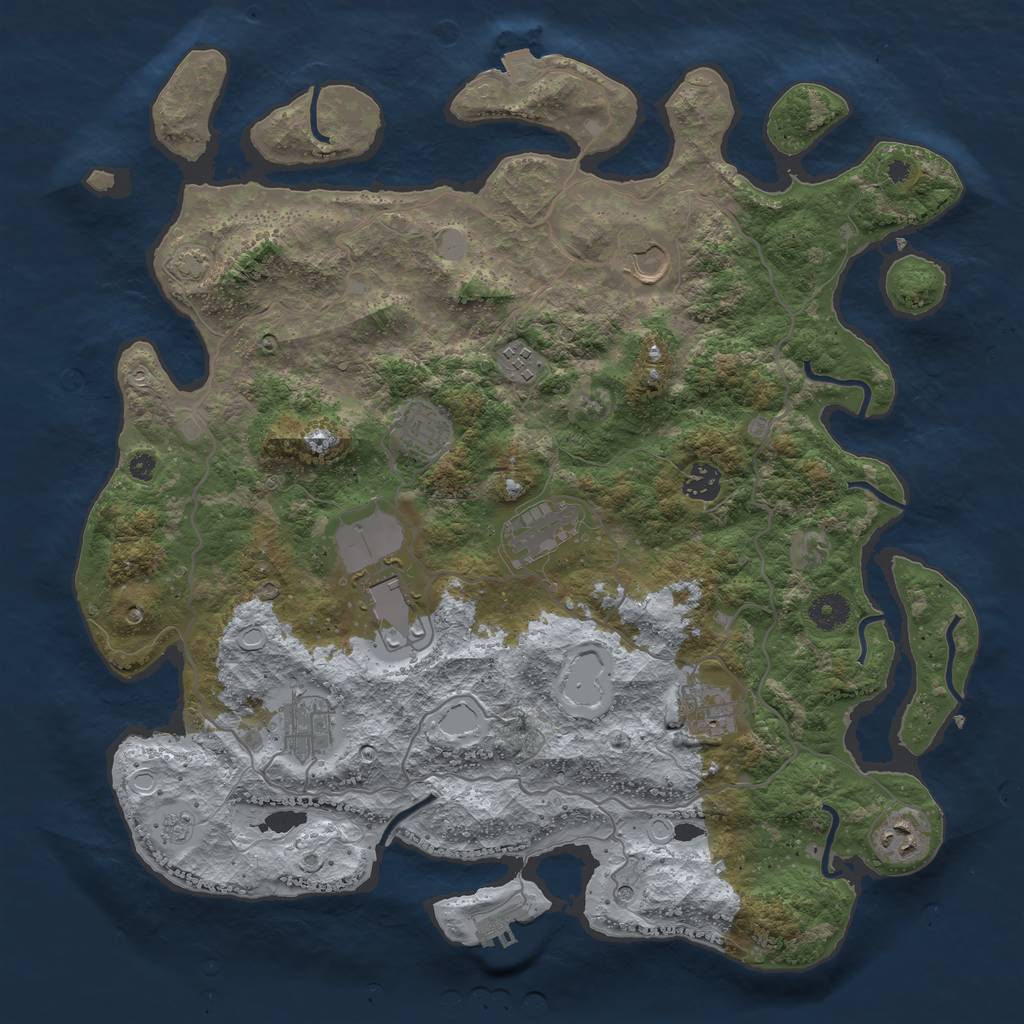 Rust Map: Procedural Map, Size: 4000, Seed: 1273710197, 16 Monuments