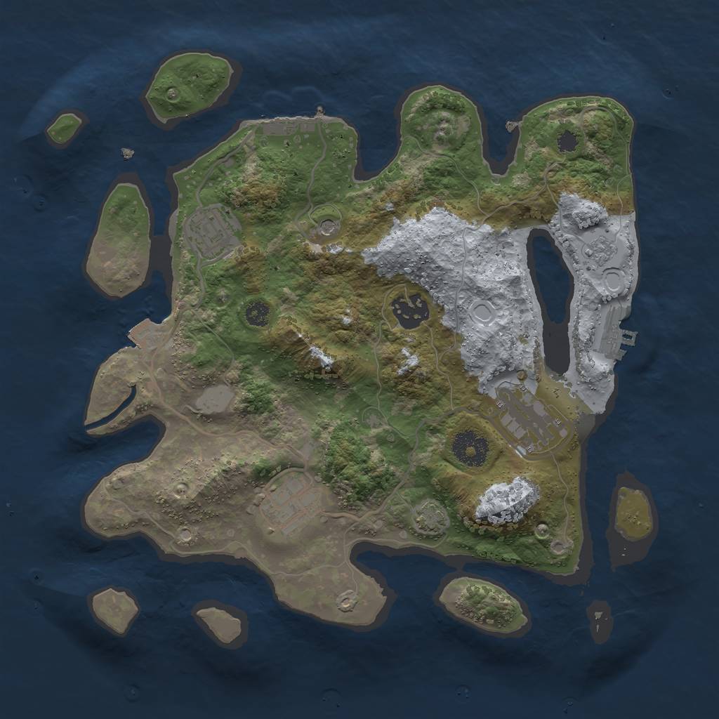 Rust Map: Procedural Map, Size: 3000, Seed: 954681628, 12 Monuments