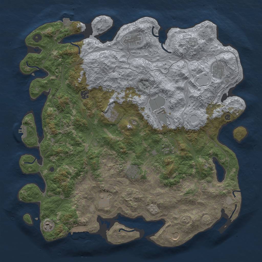 Rust Map: Procedural Map, Size: 4500, Seed: 1632495676, 19 Monuments