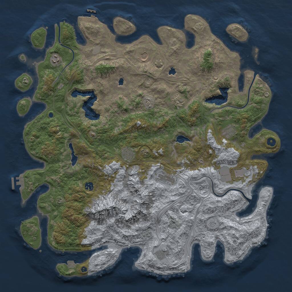 Rust Map: Procedural Map, Size: 5000, Seed: 423, 16 Monuments