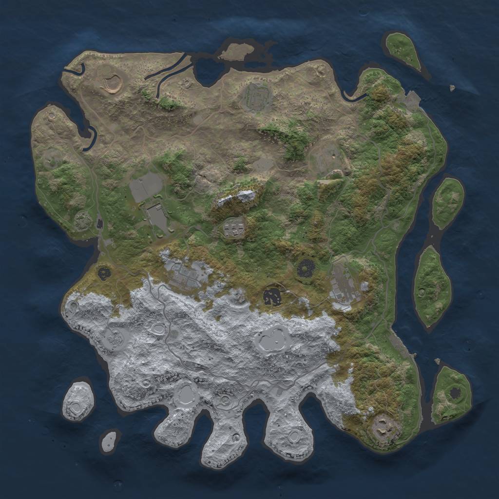 Rust Map: Procedural Map, Size: 4000, Seed: 1415892621, 16 Monuments