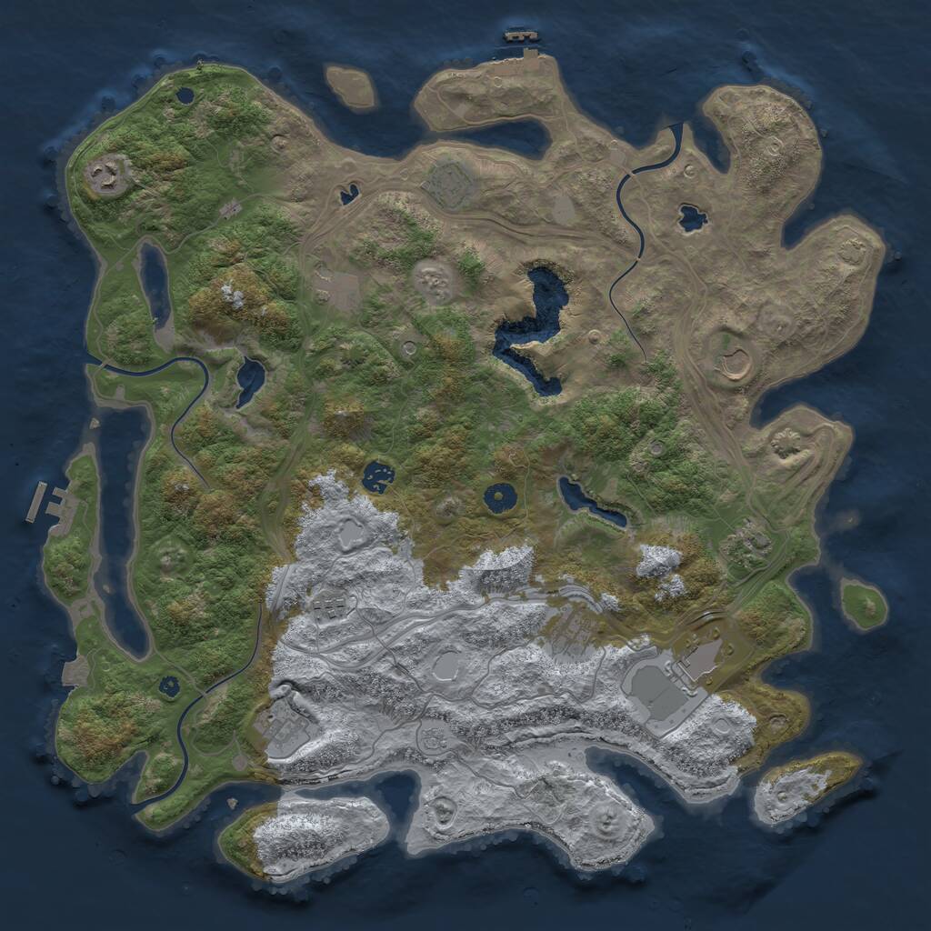 Rust Map: Procedural Map, Size: 4500, Seed: 803, 16 Monuments