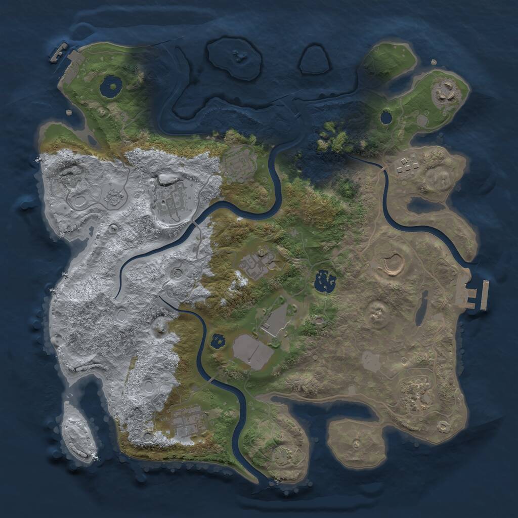 Rust Map: Procedural Map, Size: 3500, Seed: 8758758, 16 Monuments