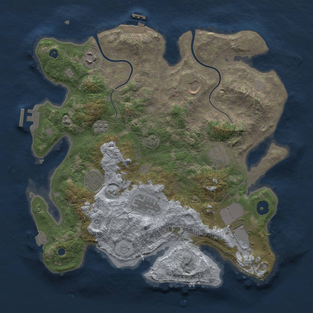 Rust Map: Procedural Map, Size: 3500, Seed: 9758452, 13 Monuments