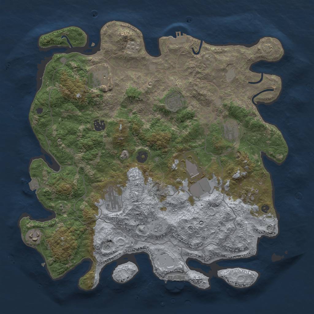 Rust Map: Procedural Map, Size: 4000, Seed: 206644391, 17 Monuments